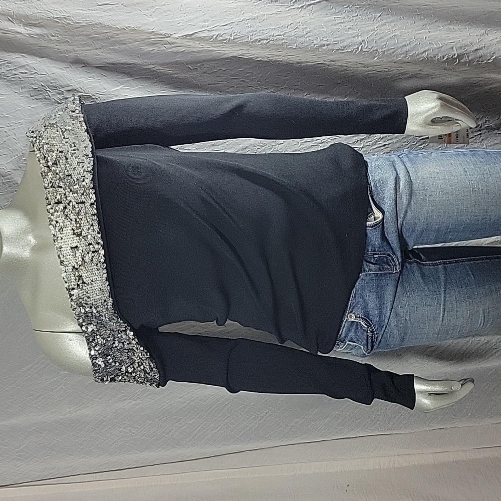 Black Sequin silver top